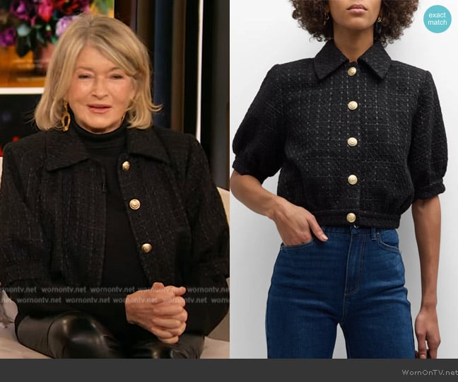 L'Agence Cove Tweed Jacket worn by Martha Stewart on The Drew Barrymore Show