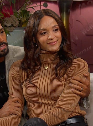 Lani’s brown striped turtleneck sweater on Days of our Lives