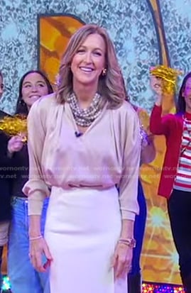 Lara’s beige blouse on Good Morning America