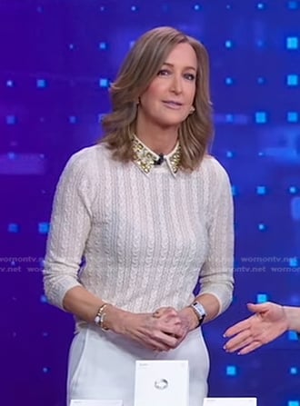 Lara's ivory embellished collar sweater on Good Morning America