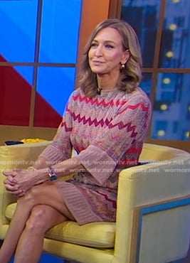 Lara’s pink zig zag knit sweater dress on Good Morning America