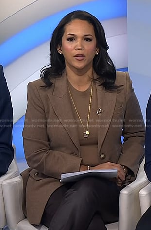 Laura’s brown pocket blazer and pants on Today