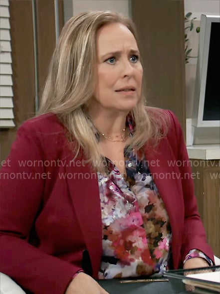 Laura’s watercolor floral blouse on General Hospital