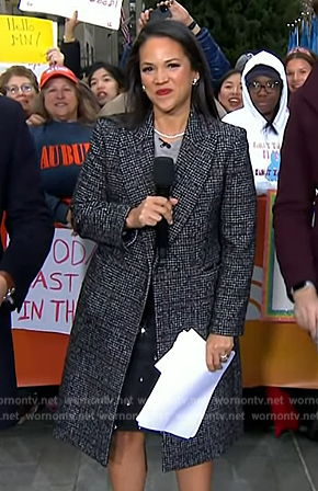 Laura’s black plaid coat on Today