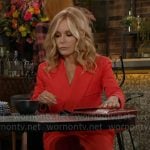 Lauren’s red cropped jacket and pants set on The Young and the Restless