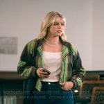 Leighton’s green plaid bomber jacket on The Sex Lives of College Girls