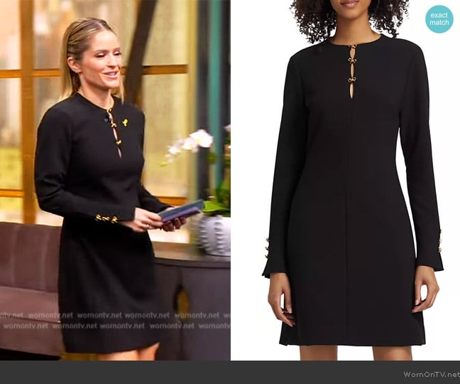 Lela Rose Long Sleeve Short Dress with Bow Details worn by Sara Haines on The View