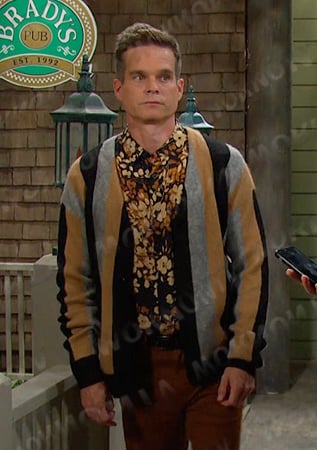 Leo's floral shirt and striped cardigan on Days of our Lives