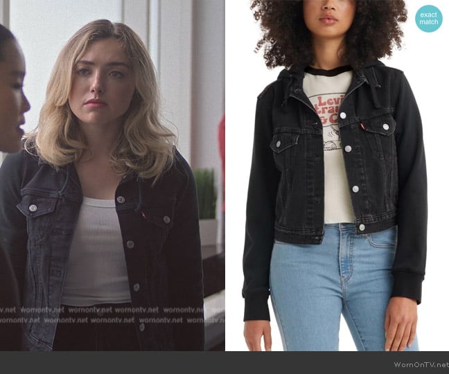 Levis Hybrid Hoodie Trucker Jacket worn by Tory Nichols (Peyton List) on Cobra Kai