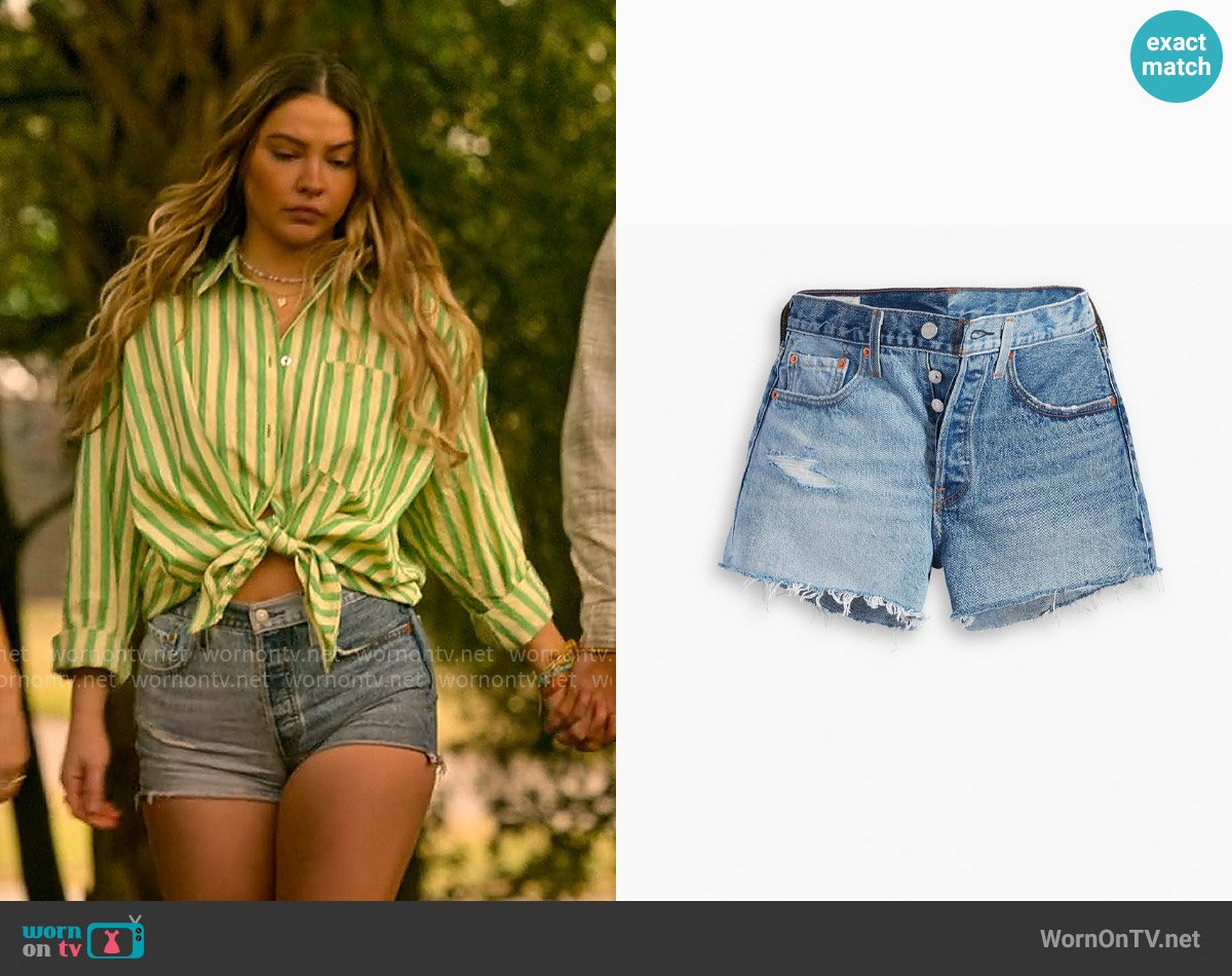 Levis 501 Denim Shorts in Two Tone Indigo worn by Sarah Cameron (Madelyn Cline) on Outer Banks