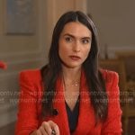 Lilia Luciano’s red tweed blazer on CBS Mornings