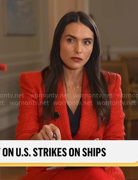 Lilia Luciano's red tweed blazer on CBS Mornings