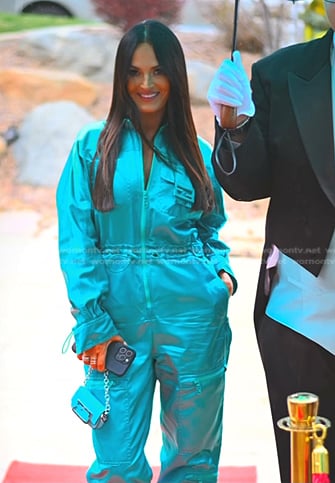 Lisa's blue satin jumpsuit on The Real Housewives of Salt Lake City