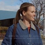 Lyla’s denim jacket with sherpa collar on Chicago Fire