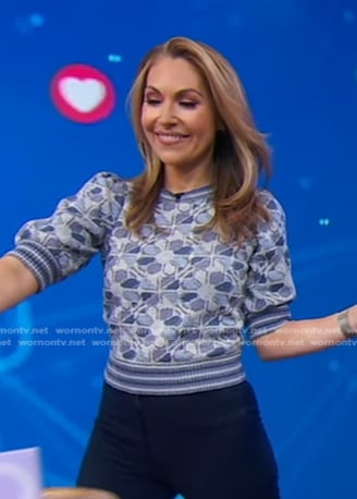 Lori's floral short sleeve sweater on Good Morning America