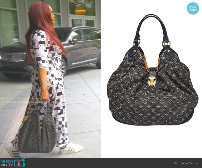 Louis Vuitton Mahina Monogram Denim Bag worn by Garcelle Beauvais on The Real Housewives of Beverly Hills