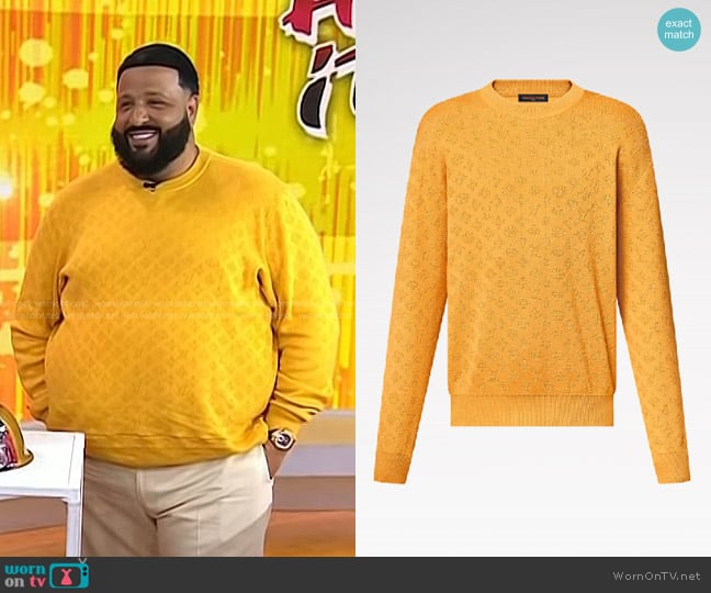 Louis Vuitton Monogram Pointelle Cotton Pullover in Safran Yellow worn by DJ Khaled on Today