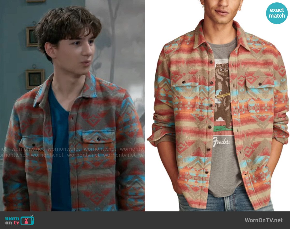 Lucky Brand Jacquard Humboldt Utility Shirt worn by Rocco Falconeri (Finn Francis Carr) on General Hospital