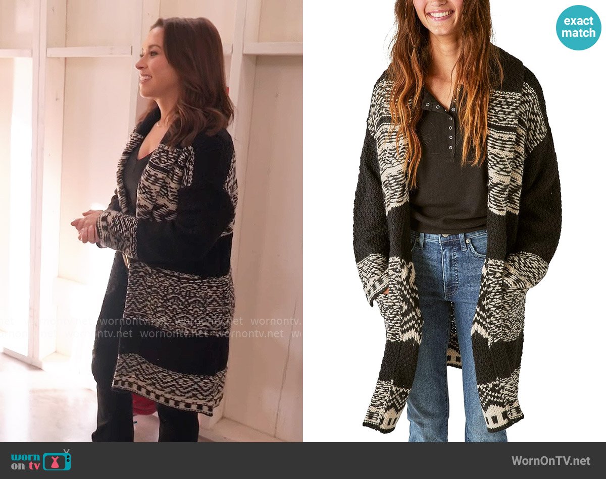 Lucky Brand Fair Isle Coatigan worn by Lacey Chabert on Celebrations with Lacey Chabert