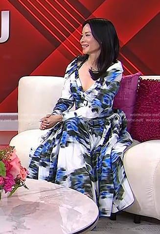 Lucy Liu's white print midi dress on Today