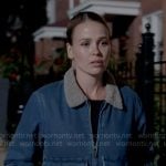 Lyla's denim jacket with sherpa collar on Chicago Fire