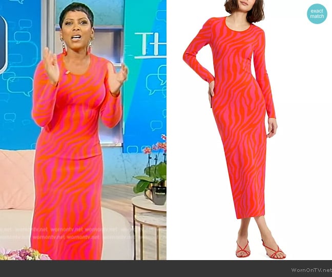 Mac Duggal Tonal Zebra Column Dress worn by Tamron Hall on Tamron Hall Show