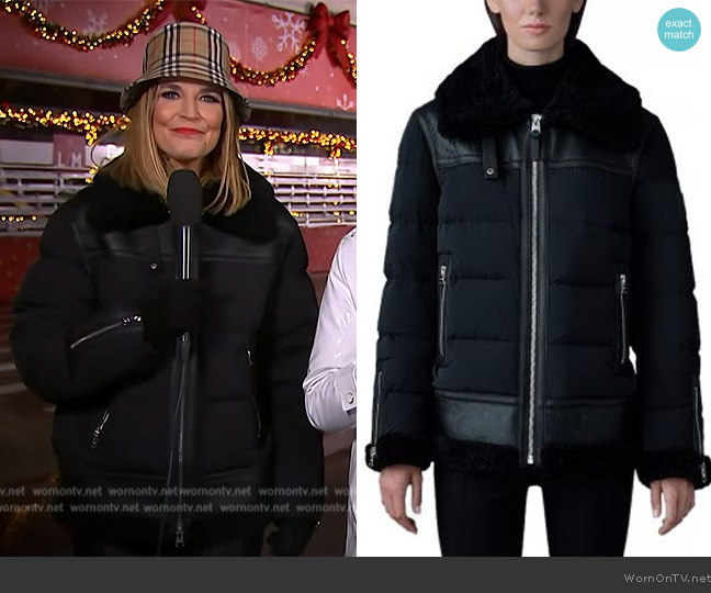 Mackage Vanna Mixed-Media Shearling Down Jacket worn by Savannah Guthrie on Today