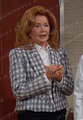 Maggie's metallic plaid blazer on Days of our Lives