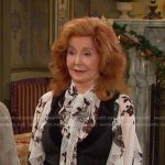 Maggie’s white floral ruffled blouse on Days of our Lives
