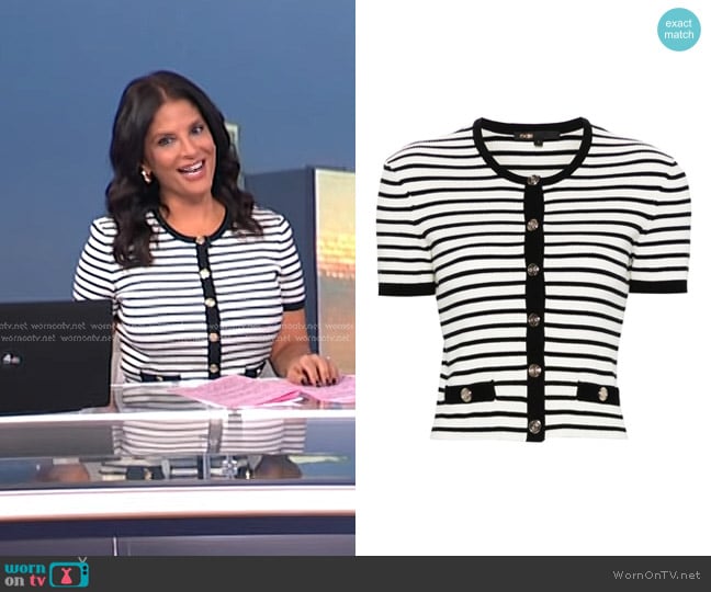 Maje Striped short-sleeve Cardigan worn by Darlene Rodriguez on Today