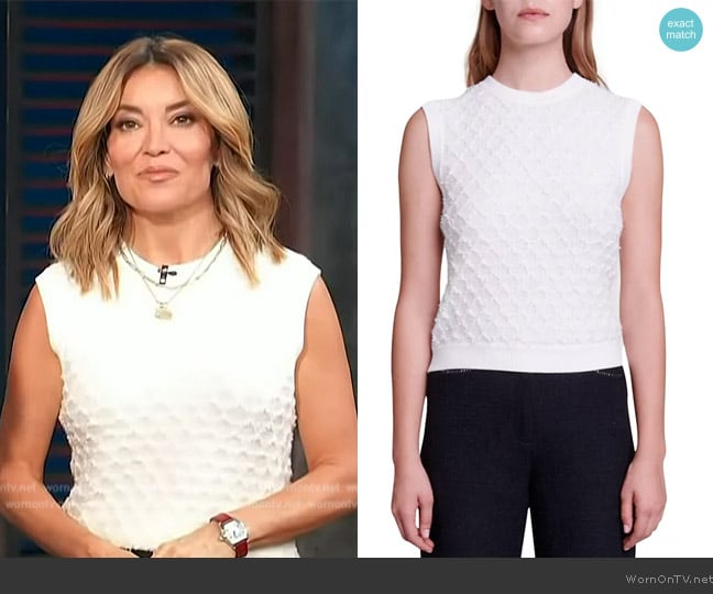 Maje Mirtala Textured Fuzzy Knit Sweater Vest worn by Kit Hoover on Access Hollywood