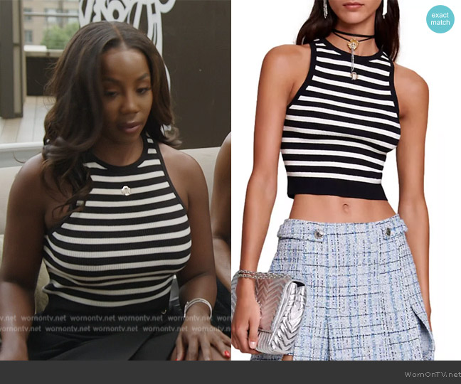 Maje Striped Crop Top worn by Jassi Rideaux on The Real Housewives of Potomac