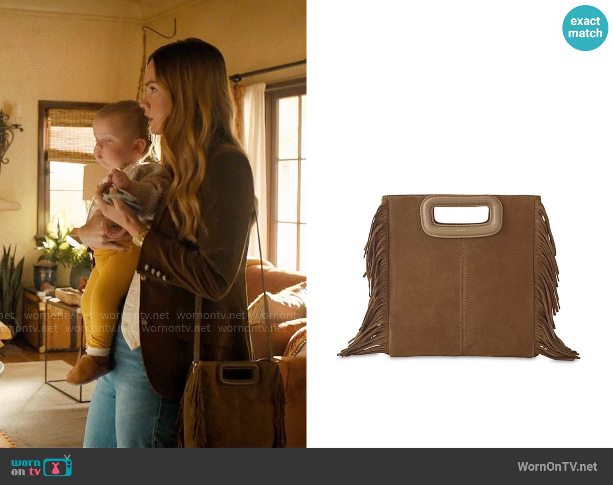 Maje M Bag in Camel Suede worn by Tory Thompson (Liana Liberato) on Based on a True Story