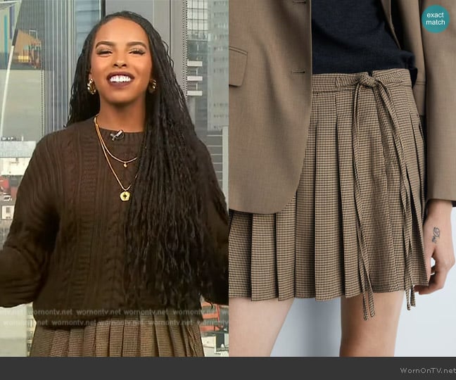 Mona’s brown mini skirt on Extra