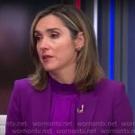 Margaret Brennan’s purple suit and blouse on CBS Mornings