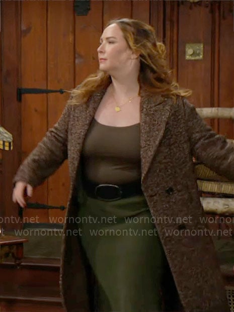 Mariah's herringbone coat on The Young and the Restless