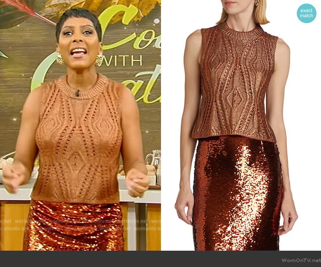 Tamron’s metallic knit top on Tamron Hall Show