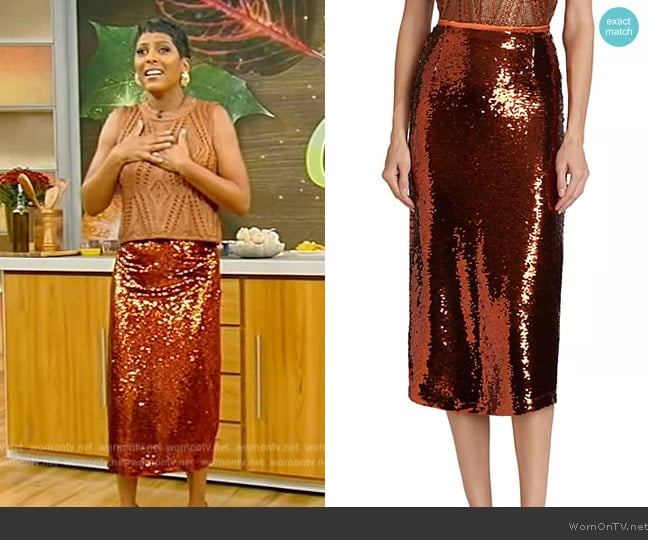 Tamron’s sequin skirt on Tamron Hall Show