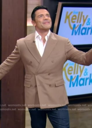 Mark’s brown double breasted blazer on Live with Kelly and Mark