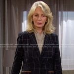 Marlena’s navy windowpane blazer on Days of our Lives