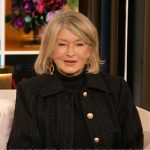 Martha Stewart’s black tweed short sleeve jacket on The Drew Barrymore Show