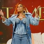 Mary J. Blige’s denim corset top and utility jeans on Tamron Hall Show