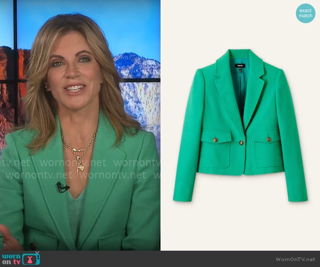 Me + Em Pop Color Crop Jacket worn by Natalie Morales on CBS Mornings