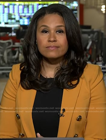 Meagan Fitzgerald's yellow double breasted blazer on Today