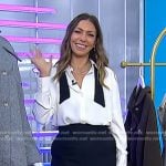 Melissa Garcia’s white tie neck blouse and wide-leg pants on Today