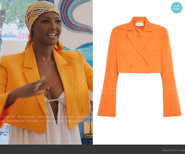 Meshki Luella Flared Cropped Blazer worn by Ubah Hassan on The Real Housewives of New York City