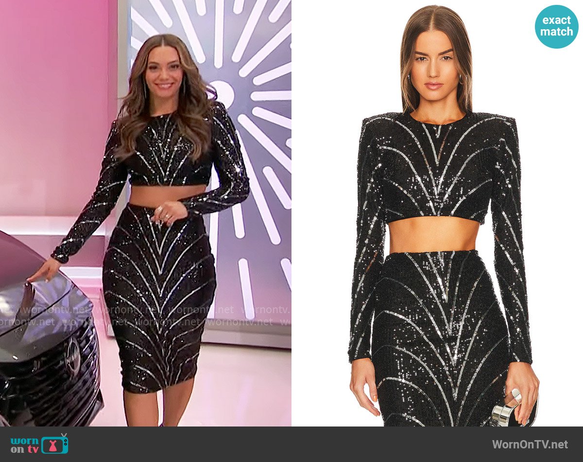 Michael Costello x Revolve Leoni Top worn by Alexis Gaube on The Price is Right