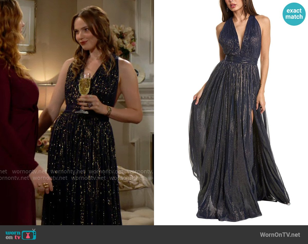 Michael Kors Collection Hutton silk-blend gown worn by Tessa Porter (Cait Fairbanks) on The Young and the Restless