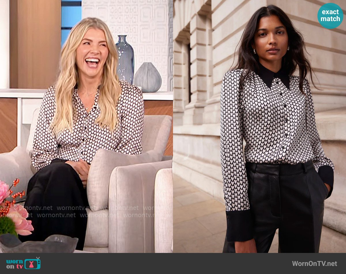 Mint Velvet Heart Print Shirt worn by Amanda Kloots on The Talk