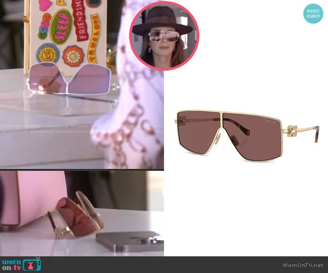 Miu Miu Square Sunglasses worn by Kyle Richards on The Real Housewives of Beverly Hills